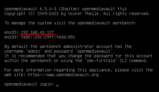 OpenMediaVault IP OpenMediaVault IP