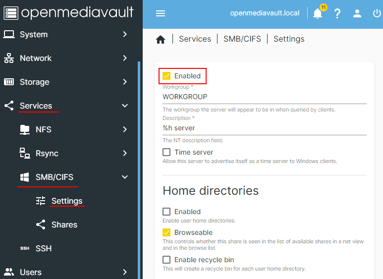 Dossier partagé dans OpenMediaVault Dossier partagé dans OpenMediaVault